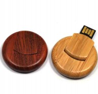 Round Wooden Swivel USB Flash Drive