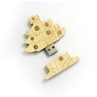 Wooden Christmas Tree USB Drive