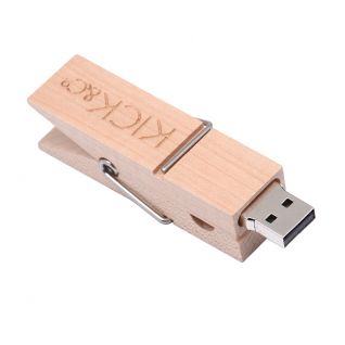 Wooden Clip USB Flash Drive